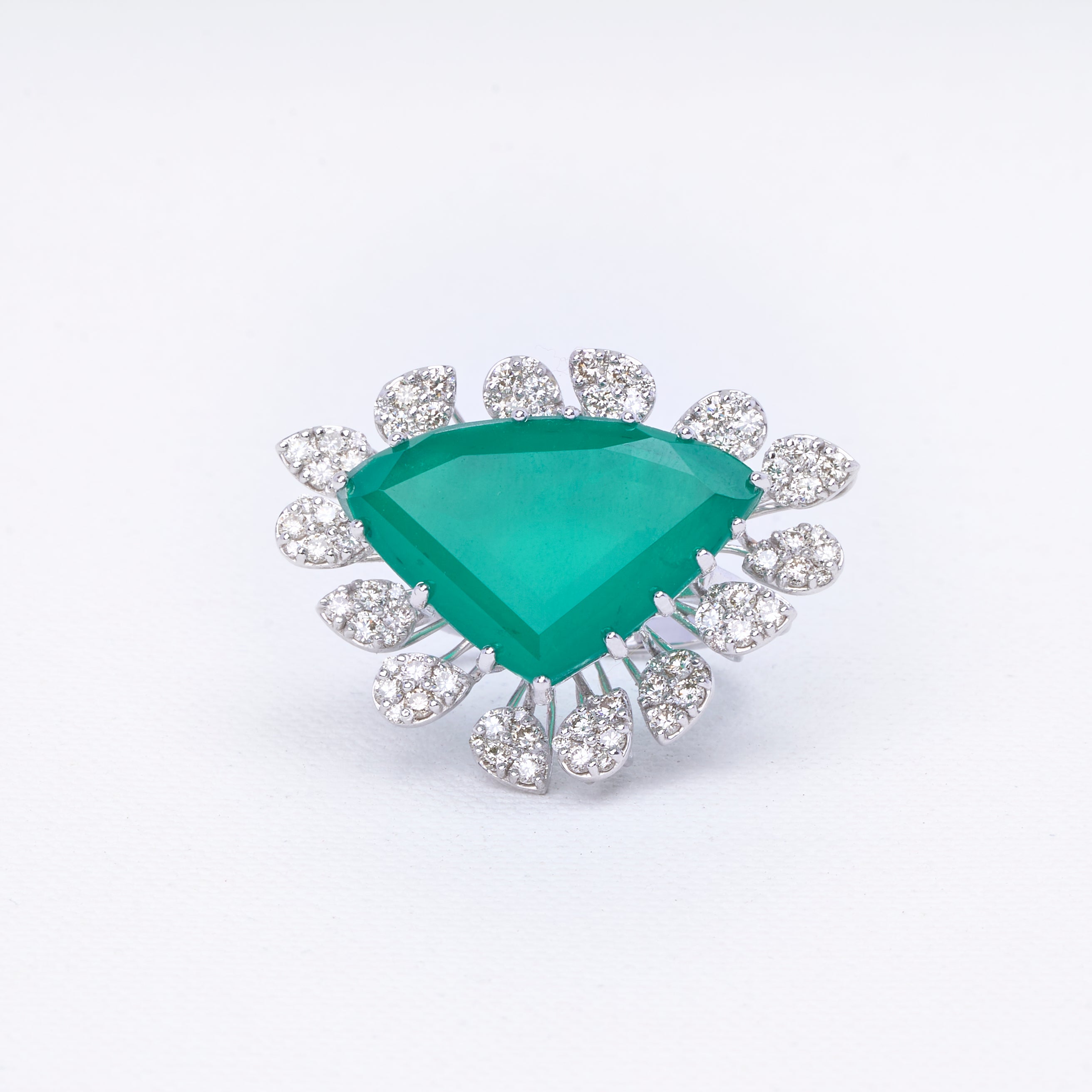 Emerald Diamond Sunburst Ring | Geometric Statement Ring
