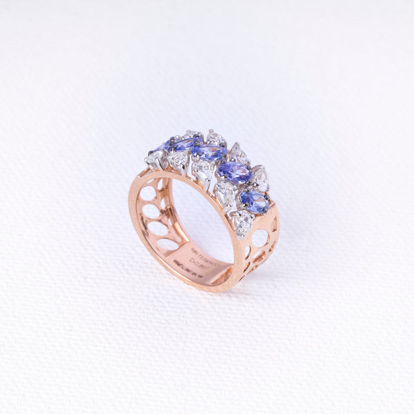 Tanzanite Diamond Band Ring | Luxury Pattern Ring