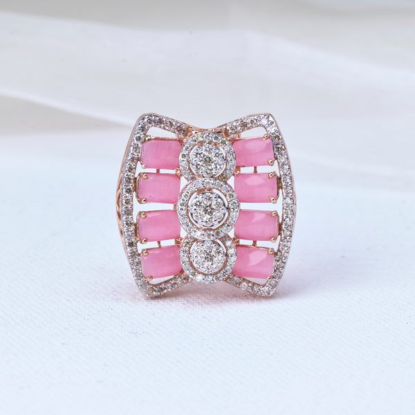 Pink Sapphire Diamond Art Deco Ring | Geometric Luxury Ring