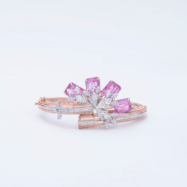 Rose Gold Pink Sapphire Floral Bracelet