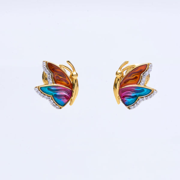Multicolor Floral Stud Earrings - Colorful Gemstone Tops