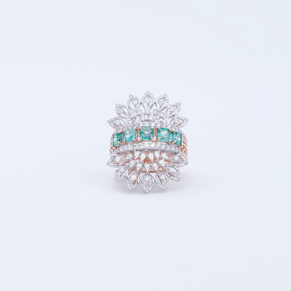 Emerald Halo Cocktail Ring