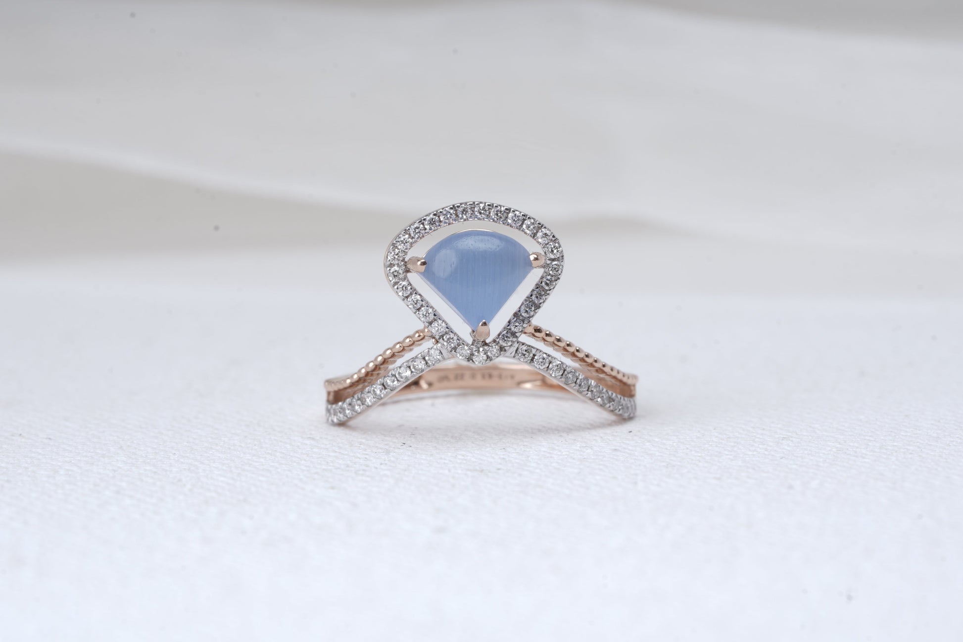  Punjabi Saraf Rings Gems Exclusive blue chalcedony ring, chevron ring,, designer ring