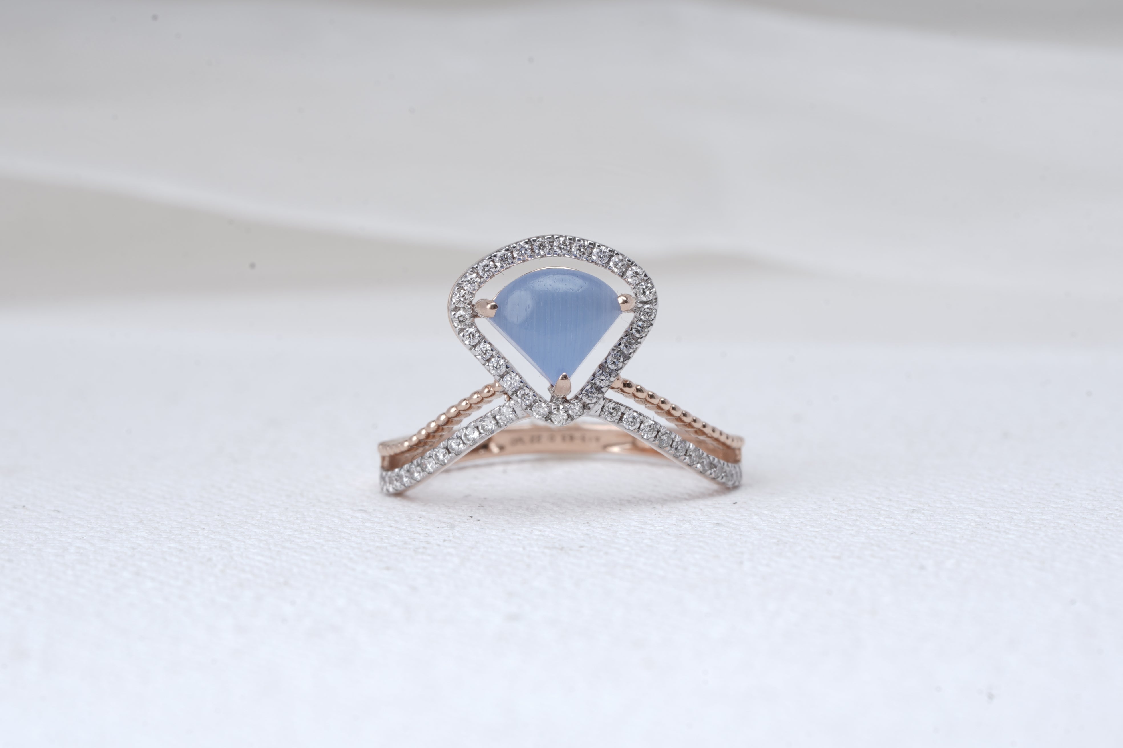  Punjabi Saraf Rings Gems Exclusive blue chalcedony ring, chevron ring,, designer ring