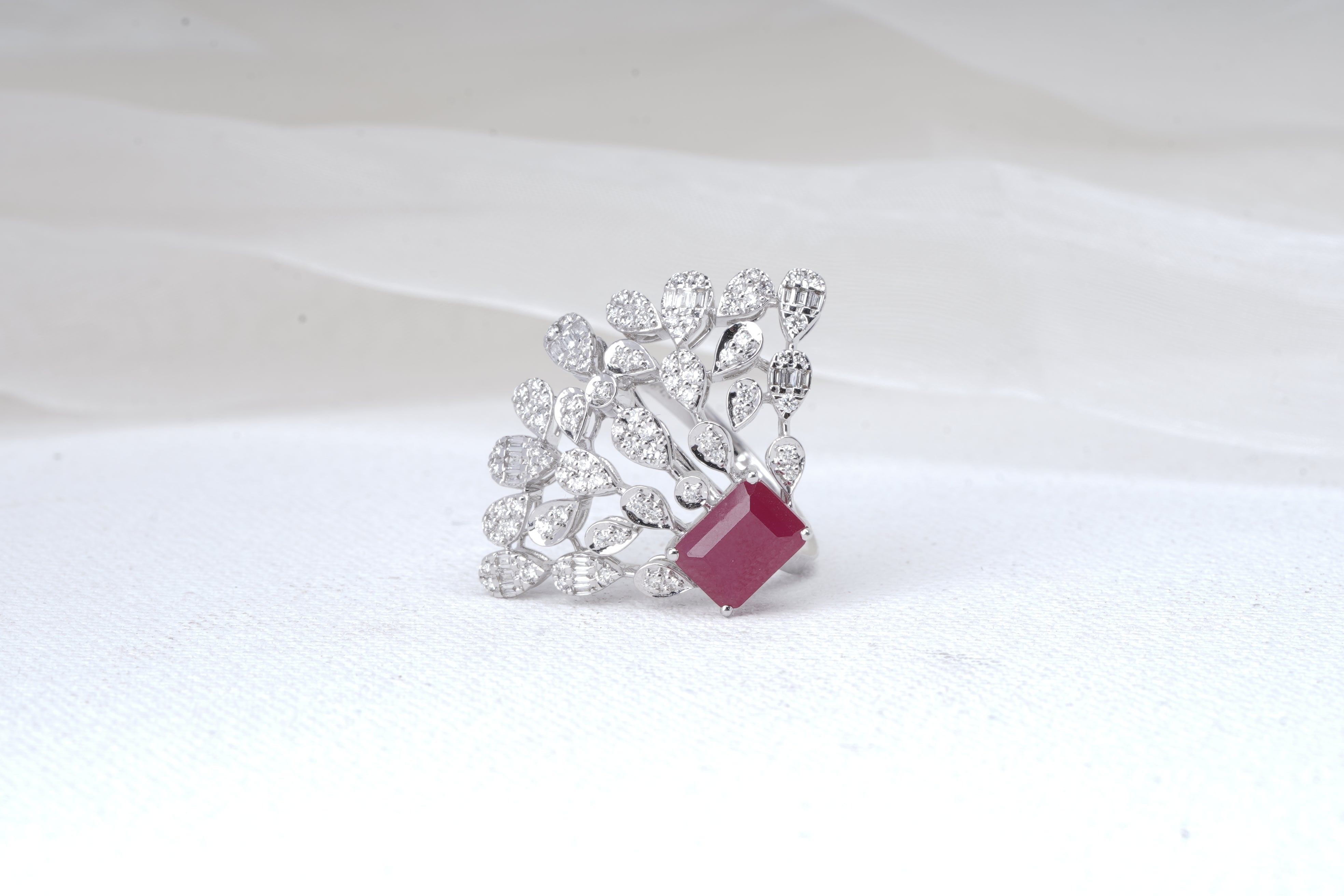  Punjabi Saraf Rings Gems Exclusive ruby ring, diamond leaf ring,