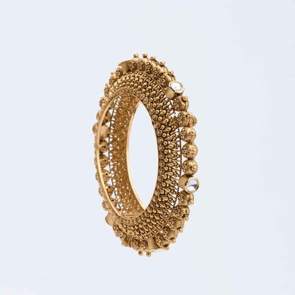 Filigree Gold Bangle with Mirror Details