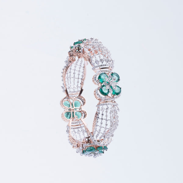 Emerald Blossom Diamond Bangle