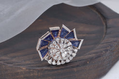  Exclusive art deco ring, sapphire ring, diamond cluster ring, statement ring,