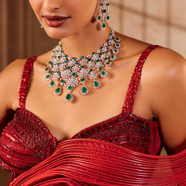 Cascading Diamond Necklace Set