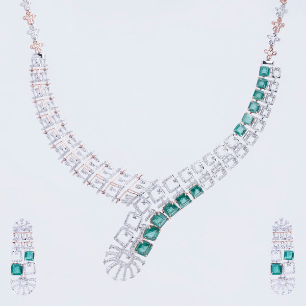 Geometric Diamond Necklace Set