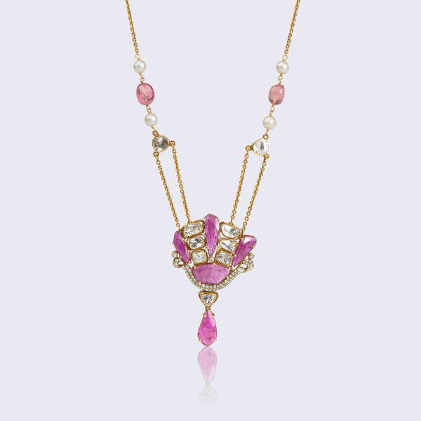 Rose Polki Lotus Pendant